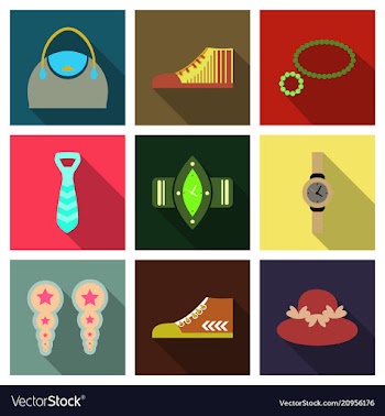 Set with icons on theme of shopping and clothes vector image