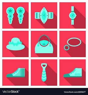 Set with icons on theme of shopping and clothes vector image