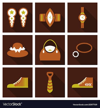 Set with icons on theme of shopping and clothes vector image