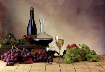 Setting with grape and wine