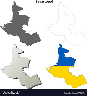 Sevastopol blank outline map set - Ukrainian vector image