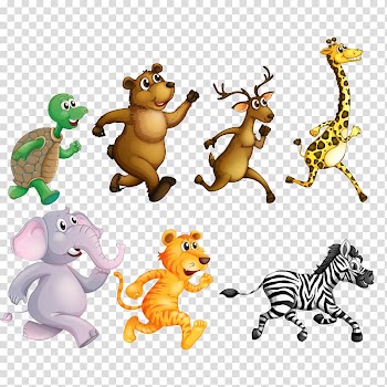 Seven animals , Tiger Lion Wildlife Illustration, animal transparent background PNG clipart