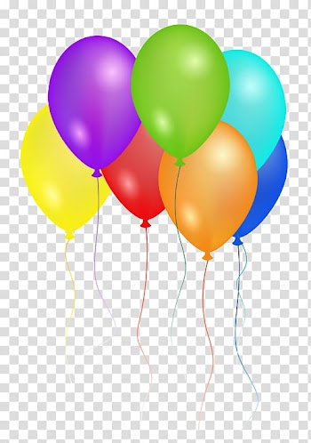 Seven assorted-color aired balloon illustrations, Birthday cake Wish Happy Birthday to You Greeting card, Party transparent background PNG clipart