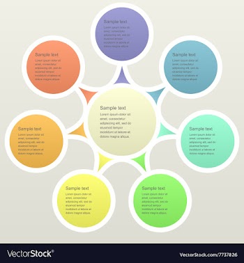 Seven part color business infographics template vector image