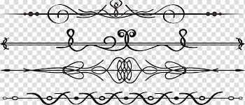 Several black lining decorations, Adobe Illustrator Calligraphy Illustration, Cute border transparent background PNG clipart
