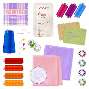 Sewing accessories realistic set Free Vector
