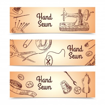Sewing banners set Free Vector