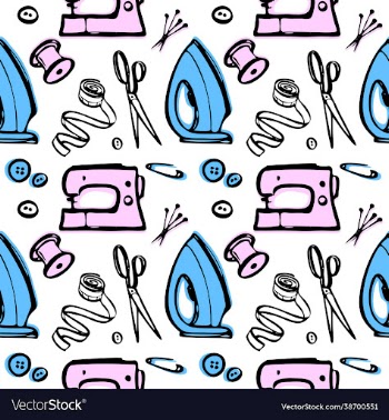 sewing icons set seamless background