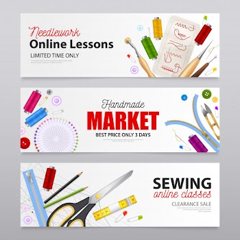Sewing realistic banners Free Vector