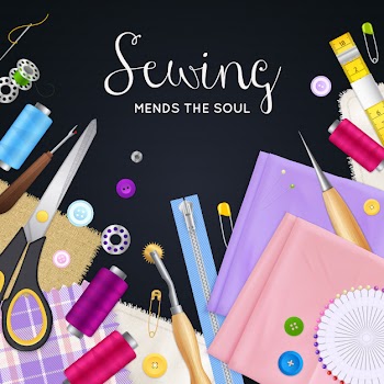 Sewing tools realistic black Free Vector