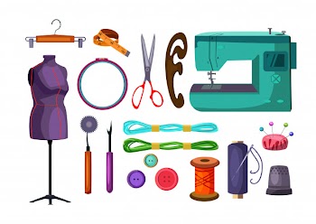 Sewing tools set Free Vector
