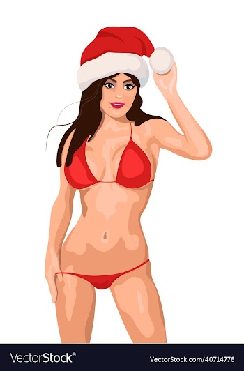 sexy girl in a red santa hat a girl in red underw