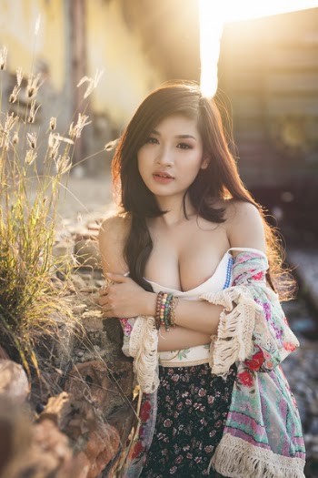 Sexy girl in the sunset