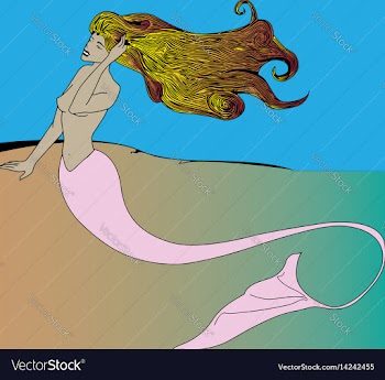 Sexy long haired mermaid sunbathing vector image