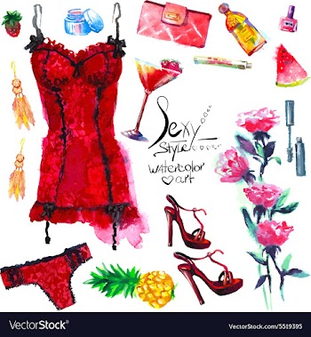 Sexy style Set of trendy look Watercolor vector image