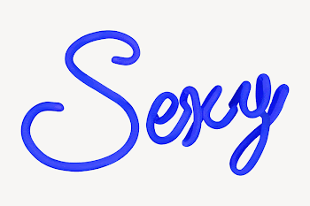 Sexy typography sticker, blue neon | Free PSD - rawpixel