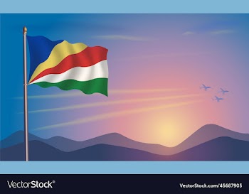seychelles flag in the morning sun