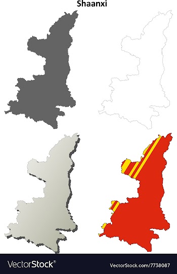 Shaanxi blank outline map set vector image