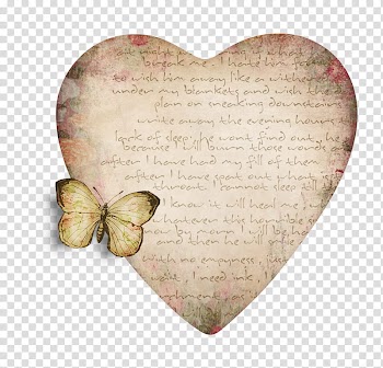 Shab, brown heart with butterfly and text transparent background PNG clipart