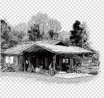 Shack House Cottage Hut Log cabin, hand-painted mid autumn festival decoration transparent background PNG clipart