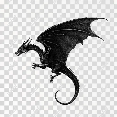 Shadowed Wings: A Black Dragon in Flight