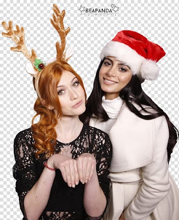 Shadowhunters, two women wearing Christmas-themed head ornaments transparent background PNG clipart