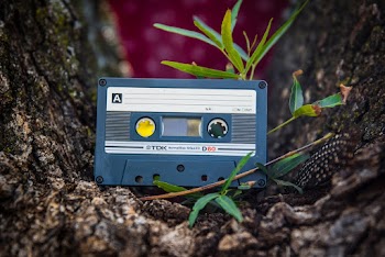 Shallow Focus Photo of Blue Cassette Tape