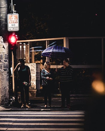 Shallow Focus Photo of Man Holding Blue Umbrella