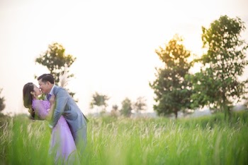 Shallow Focus Photo of Man Kissing Woman on Grass Field