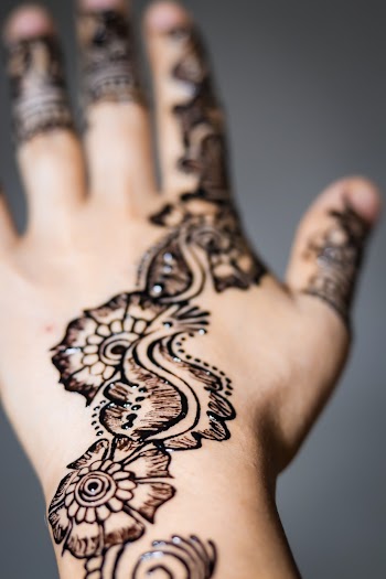 Shallow Focus Photo of Person Showing Mehndi Temporary Tattoo