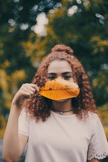 Shallow Focus Photo of Woman Holding Brown Leaf