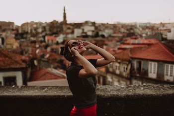 shallow focus photography of woman staring on sky