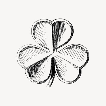 Shamrock clover leaf drawing clipart, | Free Vector - rawpixel