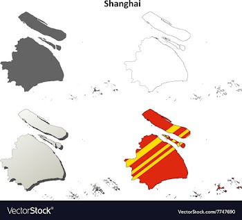 Shanghai blank outline map set vector image