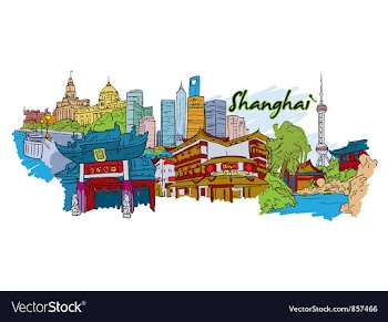 Shanghai doodles vector image