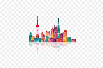 Shanghai Skyline Building Illustration - Color city 