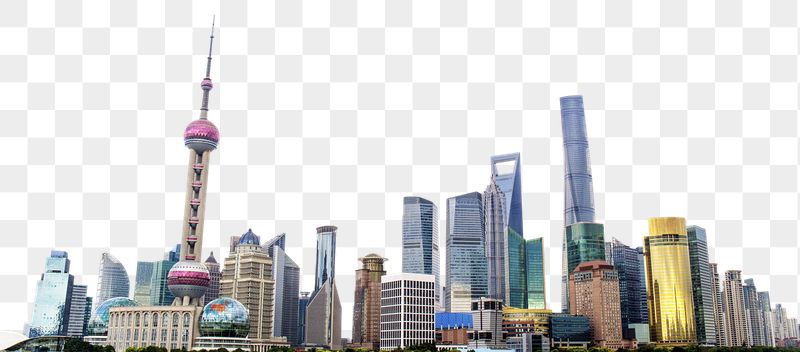 Shanghai skyline png border, daytime, | Free PNG - rawpixel
