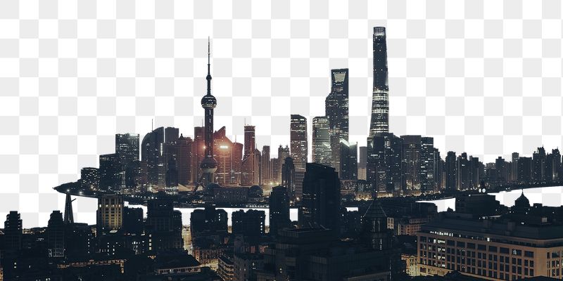 Shanghai skyline png border sticker, | Free PNG - rawpixel
