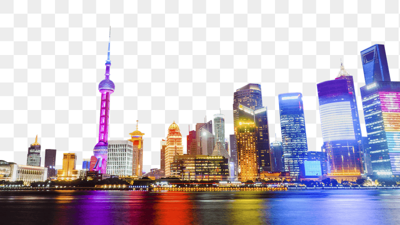 Shanghai skyline png border sticker | Free PNG - rawpixel