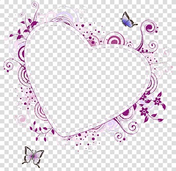 SHARE, purple heart with butterflies transparent background PNG clipart