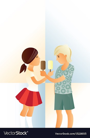 Sharing ice cream vector image