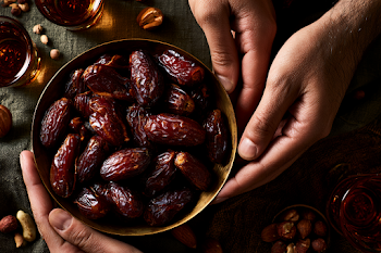 Sharing Medjool Dates: A Cozy Iftar Experience