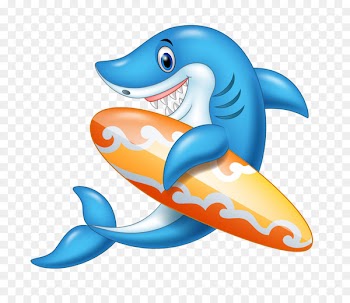 Shark Cartoon Surfboard Illustration - Jumping sharks 