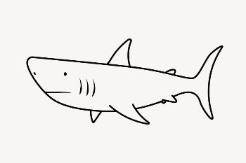 Shark doodle clipart, cute black | Free PSD Illustration - rawpixel