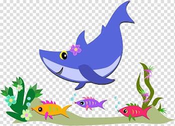 Shark Fish , Cartoon shark flowers transparent background PNG clipart