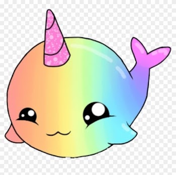 Shark Sea Cute Kawaii Rainbow Animal Nature Horn Narwha - Hello Kitty And Unicorn