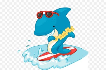 Shark Surfing Clip art - Cartoon shark surfing 