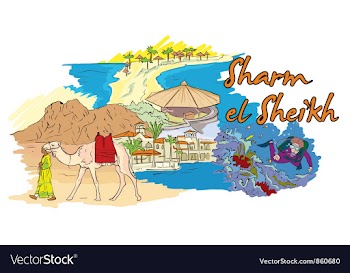 Sharm el sheikh doodles vector image