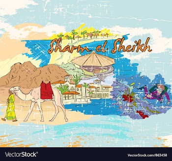 Sharm el sheikh doodles vector image