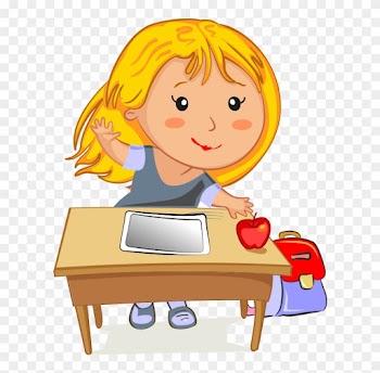 She Is Raising Her Hand - Cartoon School Girl Png